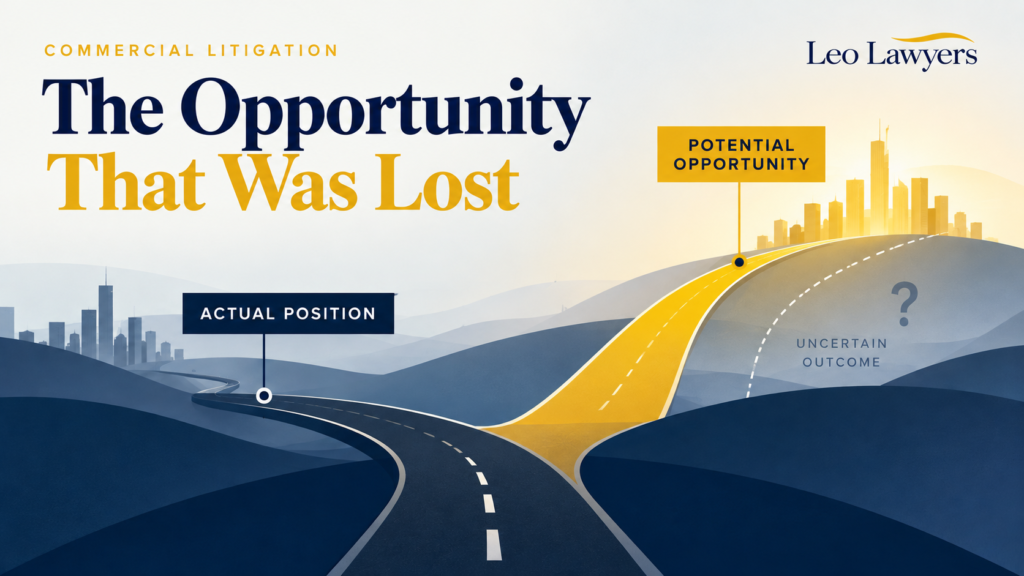 Conceptual illustration comparing a claimant's actual commercial position with a potentially valuable but uncertain alternative business opportunity